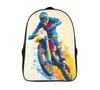 kaiyun Una moto da endurocross che salta nella polvere Zainetti Per Bambini,Elementare Adolescenti Cartella Scuola Casual Zaini Ragazzi Ragazze Backpack 16 inch