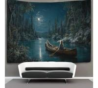 kaiyun Una ragazza e un cane remano su una canoa Arazzo Per Camera Da Letto Estetico, Da Appendere Alla Parete Per La Decorazione Della Casa 180cmx230cm