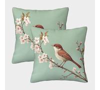kaiyun Usignolo, ramo di ciliegio in fiore Fodera Per Cuscino Decorazioni Per La Casa Per Uomini E Donne,soggiorno,camera Da Letto,divano,poltrona 50x50cm 2 Pacchi