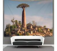 kaiyun Villaggio sulla Cima del Monte, Alberi di Baobab Arazzo Per Camera Da Letto Estetico, Da Appendere Alla Parete Per La Decorazione Della Casa 130cmx150cm