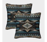 kaiyun Western in bianco e nero-Motivi geometrici Fodera Per Cuscino Con Cerniera Invisibile Decorativo Sedie Soggiorno Camera Da Letto 40x40cm 2 Pacchi
