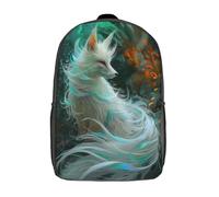 kaiyun White Fox Zaino Bambini Piume arcobaleno Grande Capacità Zainetto Borsa Da Scuola Per Unisex Adolescenti Alunno Casual Scuola Borsa 17inch