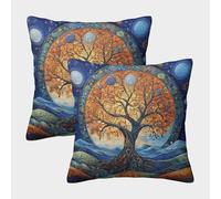 kaiyun Winter Solstice, Albero della Vita Federa Per Cuscino 3D Astronomia SGattoola Per Cuscino Stampata Adatta Per La Decorazione Della Casa Soggiorno Auto 45x45cm 2 Pacchi