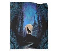 kaiyun Wolf che ulula Coperta in Flanella Arte della foresta notturna Coperte Morbide E Leggere Per Tutte Le Stagioni Lenzuola Casa E Viaggio 50x60inch(127x152cm)