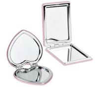 Kaiyzo Specchietto da Borsetta con Lente Ingranditore e Normale - Specchio Portatile Compatto Doppia Faccia per Viaggio e Trucco con Chiusura Magnetica (2 Rosa)