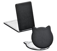 Kaiyzo Specchietto da Borsetta con Lente Ingranditore e Normale - Specchio Portatile Compatto Doppia Faccia per Viaggio e Trucco con Chiusura Magnetica (2 Nero)