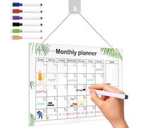 Kaizuca Agenda Settimanale in Acrilico, Trasparente Calendario, Cancellabile Calendario Familiare, per Lavoro, Pasti e Pianificazione del fitness, con 6 Penne