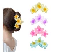 Kaizuca Set di 4 Mollette per Capelli a Fiore, Grandi Fermagli Hawaiani a Forte Tenuta per Capelli Spessi, Accessori per Acconciature per Donne e Ragazze