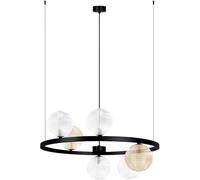 Kaja Saturno lampada sospesa 6x10 W nero-trasparente-ambra K-5697