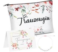 Kajaia Regalo per Domanda su Damigella d'Onore Bracciale di Perle Braccialetto Pochette Portatrucchi Borsa di Trucchi Biglietto con Möchtest du Meine Trauzeugin Trousse per Matrimonio Sposa (Rosa)