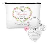 Kajaia Set di 2 Regali per Beste Freundin Portachiavi per Fidanzata Borsa Cosmetica Motivazionale per l'Amicizia Borsa da Toilette Portatile Piccola con Cerniere Regalo per Compleanni