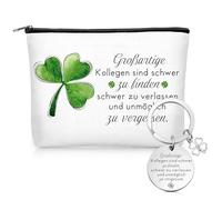 Kajaia Set Regalo per un Collega Contenere Borsa Cosmetica per Fidanzata e Portachiavi con Quadrifoglio Regalo per Regalo d'Addio del Fidanzato per Regali di Natale per Feste di Compleanno