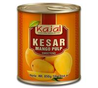 Kajal Purea di mango Premium Kesar 850 g, ideale per frullati di mango, Lassi, dessert e curry - naturale, dolce, dall'India - polpa di mango Kesar senza additivi
