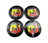 KAJAME 4 Pezzi Plastica ABS Auto Centro Coprimozzi Compatibile con per Fiat Punto Abarth 124 125 500 595 696 Stilo Ducato 56mm Coprimozzo Centro Copricerchi Tappi Decorazione Accessori,A-Black