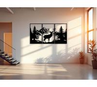 Kajaro - Set di Quadri Moderni Soggiorno - 3 Pezzi, Stampe d'Arte - 3 Pannelli Murali Decorazione Moderna, Quadro Camera da Letto - Montagna del Cervo, 150x80cm