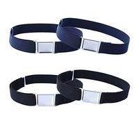 Kajeer 4PCS Cintura magnetica regolabile per bambini - Grande cintura elastica elasticizzata con fibbia magnetica facile per ragazze da 2-15 anni (2 Blu navy / 2 Nero)