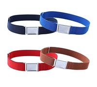 Kajeer 4PCS Cintura magnetica regolabile per bambini - Grande cintura elastica elasticizzata con fibbia magnetica facile per ragazze da 2-15 anni (Blu navy/blu reale/rosso/caffè)