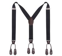 Kajeer Bretelle da uomo con bottoni e bretelle - Bretelle elastiche regolabili a forma di Y di 3,5 cm di larghezza (Nero)