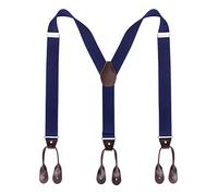 Kajeer Bretelle da uomo con bottoni e bretelle - Bretelle elastiche regolabili a forma di Y di 3,5 cm di larghezza (Blu navy)