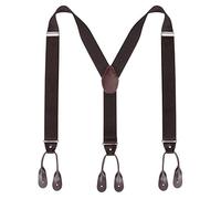 Kajeer Bretelle da uomo con bottoni e bretelle - Bretelle elastiche regolabili a forma di Y di 3,5 cm di larghezza (Caffè)