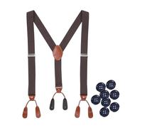 Kajeer Bretelle da Uomo Larghe 3,5 cm - Regolabili con 8 Asole Nere in Ecopelle Marrone per Lavoro