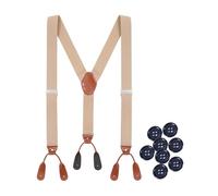 Kajeer Bretelle da Uomo Larghe 3,5 cm - Regolabili in Ecopelle Marrone con 8 Asole Nere per Lavoro