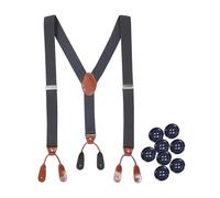 Kajeer Bretelle da Uomo Larghe 3,5 cm - Regolabili in Ecopelle Marrone con 8 Asole Nere per Lavoro