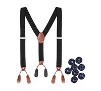 Kajeer Bretelle in Ecopelle - Vintage Larghe 3,5 cm Regolabili con 8 Asole Nere Marrone per Lavoro