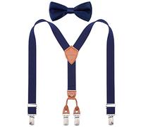 Kajeer Bretelle per bambini Bretelle Papillon - Bretelle a forma di Y e papillon Set per bambini Bretelle elastiche regolabili con 4 clip (Blu navy, 60 cm (7 mesi - 3 anni))