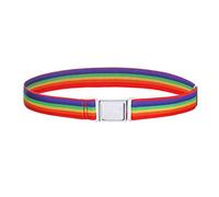 Kajeer Cintura magnetica regolabile per bambini - Grande cintura elastica elasticizzata con fibbia magnetica facile per ragazze di 2-15 anni (Strisce arcobaleno)