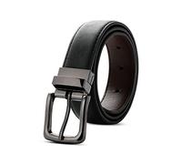 Kajeer Cintura reversibile per ragazzi - Cintura per bambini nera e marrone per jeans uniformi scolastiche, cintura in pelle PU larga 36 mm