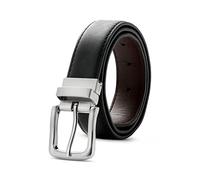 Kajeer Cintura reversibile per ragazzi - Cintura per bambini nera e marrone per jeans uniformi scolastiche, cintura in pelle PU larga 33 mm