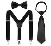 Kajeer Set bretelle e papillon per neonati - Bretelle elastiche regolabili con papillon Se per 6 mesi - 13 anni (Nero, 65 cm (5 mesi - 6 anni))