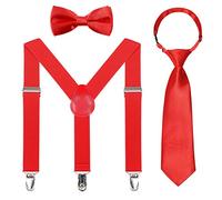 Kajeer Set bretelle e papillon per neonati - Bretelle elastiche regolabili con papillon Se per 6 mesi - 13 anni (Rosso, 65 cm (5 mesi - 6 anni))