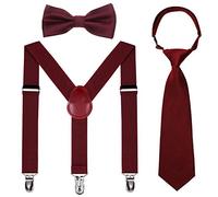 Kajeer Set bretelle e papillon per neonati - Bretelle elastiche regolabili con papillon Se per 6 mesi - 13 anni (Vino rosso, 65 cm (5 mesi - 6 anni))