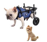 KAJILE Carrozzine per Cani Pieghevoli a Due Ruote,Sedia a Rotelle per Coscia Posteriore di Piccoli Animali Domestici,Sedia a Rotelle per Cani Regolabile per le Zampe Posteriori,Blu,S