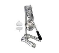 KAJILE Spremiagrumi Manuale,Spremiagrumi in Acciaio Inox con Leva di Pressione,Spremiagrumi manuale con due set di coperchi di pressione e filtri per limoni e arance,Bianco Argento