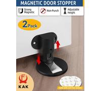 KAK 2PCS Fermaporta regolabile Fermaporta magnetico anti-collisione senza punzonatura Fermaporta invisibile per porta da pavimento Protezione da parete Hardware Grigio