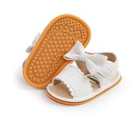 KaKaKiKi Mary Jane - Scarpe basse da bambina, con fiocco, antiscivolo, per primi passi, B-bianco, 0-6 mesi
