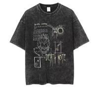 kakazoomm store Anime Death L·Lawliet Note Maglietta Hipster Magliette Maniche Corte Y2K Basic Tops Estate Cotone O-Neck Vestiti Oversize