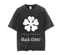 kakazoomm store Black Asta Clover T-Shirt Unisex Anime Stampato Casual Girocollo Manica Corta Vintage Harajuku Top Asta Tee