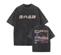kakazoomm store Magliette lavate Initial Racing Cars D Magliette a Maniche Corte con Grafica Fujiwara Takumi Pullover Lavato con Acido Fujiwara Tofu Shop Top Vintage