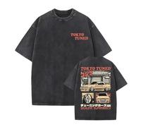 kakazoomm store Magliette lavate Initial Racing Cars D Magliette a Maniche Corte con Grafica Fujiwara Takumi Pullover Lavato con Acido Fujiwara Tofu Shop Top Vintage