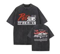 kakazoomm store Magliette lavate Initial Racing Cars D Magliette a Maniche Corte con Grafica Fujiwara Takumi Pullover Lavato con Acido Fujiwara Tofu Shop Top Vintage