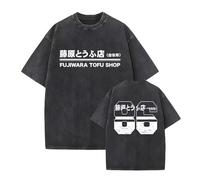 kakazoomm store Magliette lavate Initial Racing Cars D Magliette a Maniche Corte con Grafica Fujiwara Takumi Pullover Lavato con Acido Fujiwara Tofu Shop Top Vintage