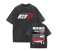 kakazoomm store Magliette lavate Initial Racing Cars D Magliette a Maniche Corte con Grafica Fujiwara Takumi Pullover Lavato con Acido Fujiwara Tofu Shop Top Vintage