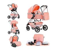 Kakbgee 3 in 1 Passeggino per Bambini, Passeggino Combinato, Carrozzina Pieghevole a Un Clic, Baby Buggy, Carrozza e Sedile Auto con Zanzariera, High Vision Carrozzina per Neonati(22KG, 0-4 Anni)