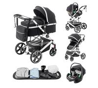 Kakbgee Passeggino Combinato 3 in 1, Passeggino per Bambini con ECE R129 Seggiolino Auto, Telaio in Alluminio ad alto Campo visivo Passeggino (0-4 Anni, 22KG)