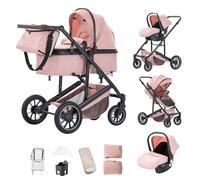 Kakbgee Passeggino Combinato 3 in 1, Passeggino per Bambini con ECE R129 Seggiolino Auto, Telaio in Alluminio ad alto Campo visivo Passeggino (22KG, 0-4 Anni)