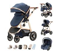 Kakbgee Passeggino combinato 3-in-1, passeggino urbano con seggiolino auto ECE R129, passeggino regolabile in altezza, telaio in alluminio morbido convertibile, adatto per neonati 0-4 anni